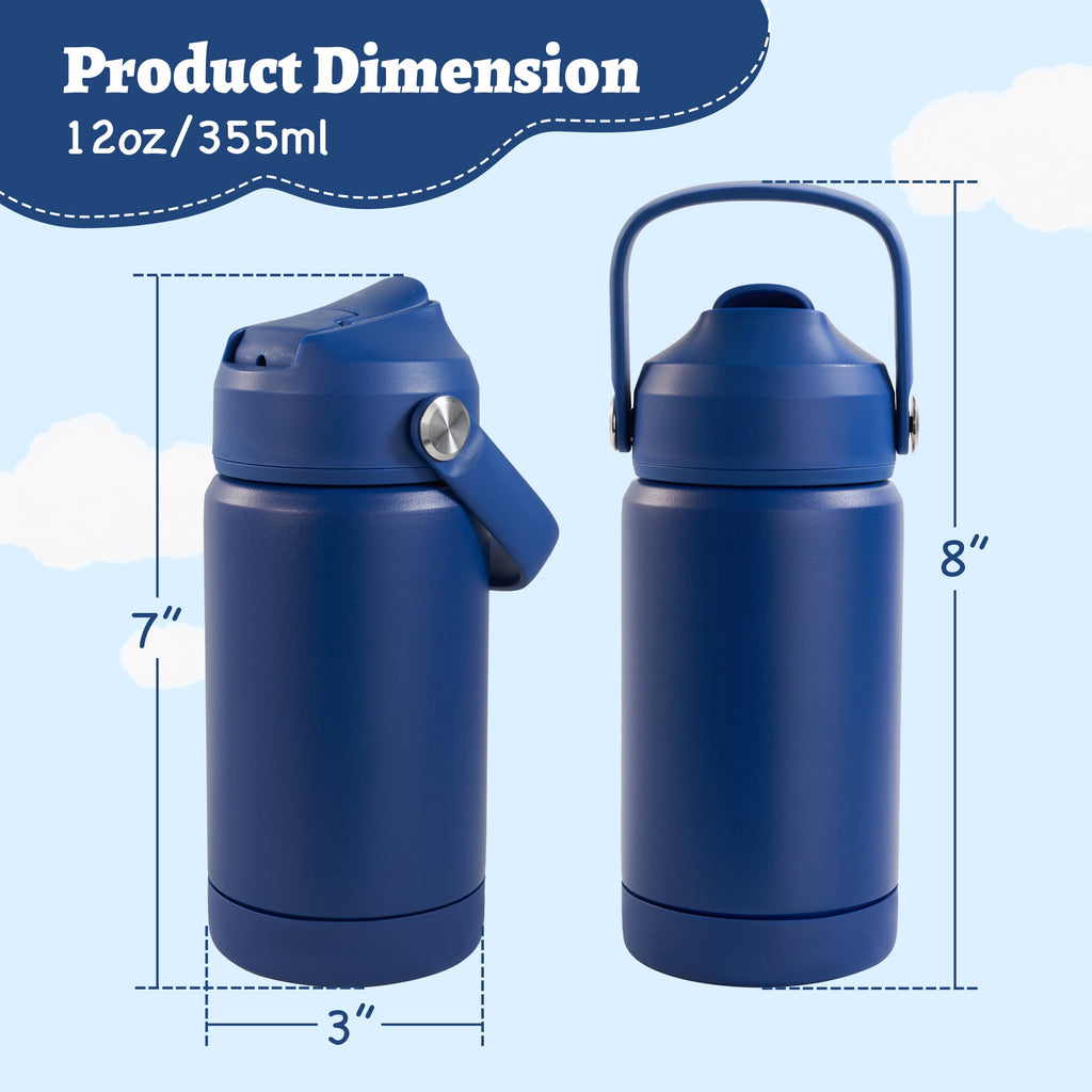 Hawsaiy 12oz Kids Insulated Water Bottle with Straw Lid, Leak-Proof Stainless Steel BPA-Free Thermos for School Boys and Girls