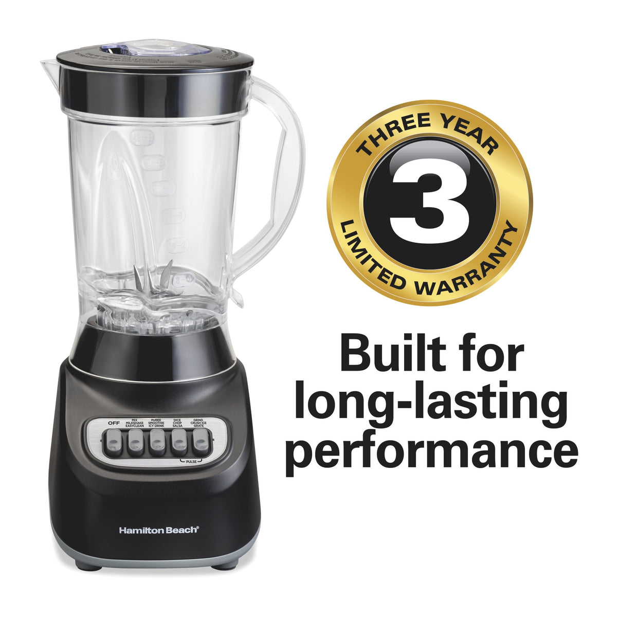Hamilton Beach Smoothie Blender, 48 oz BPA-Free Jar 650 W 12-Function Countertop Blender for Kitchen, White