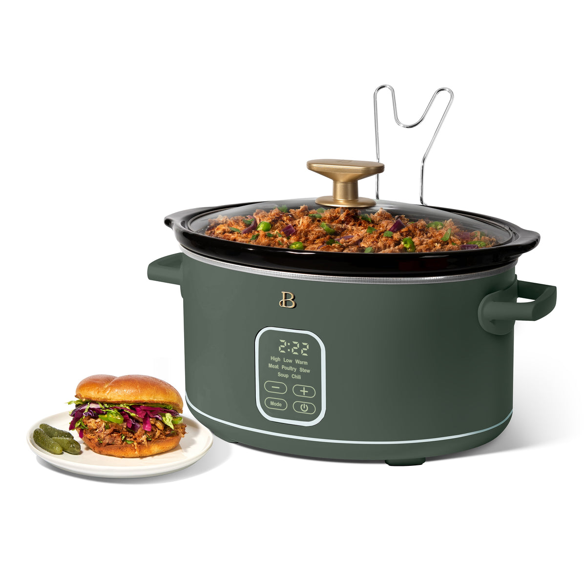 Beautiful 6 Qt Programmable Slow Cooker, Thyme Green by Drew Barrymore