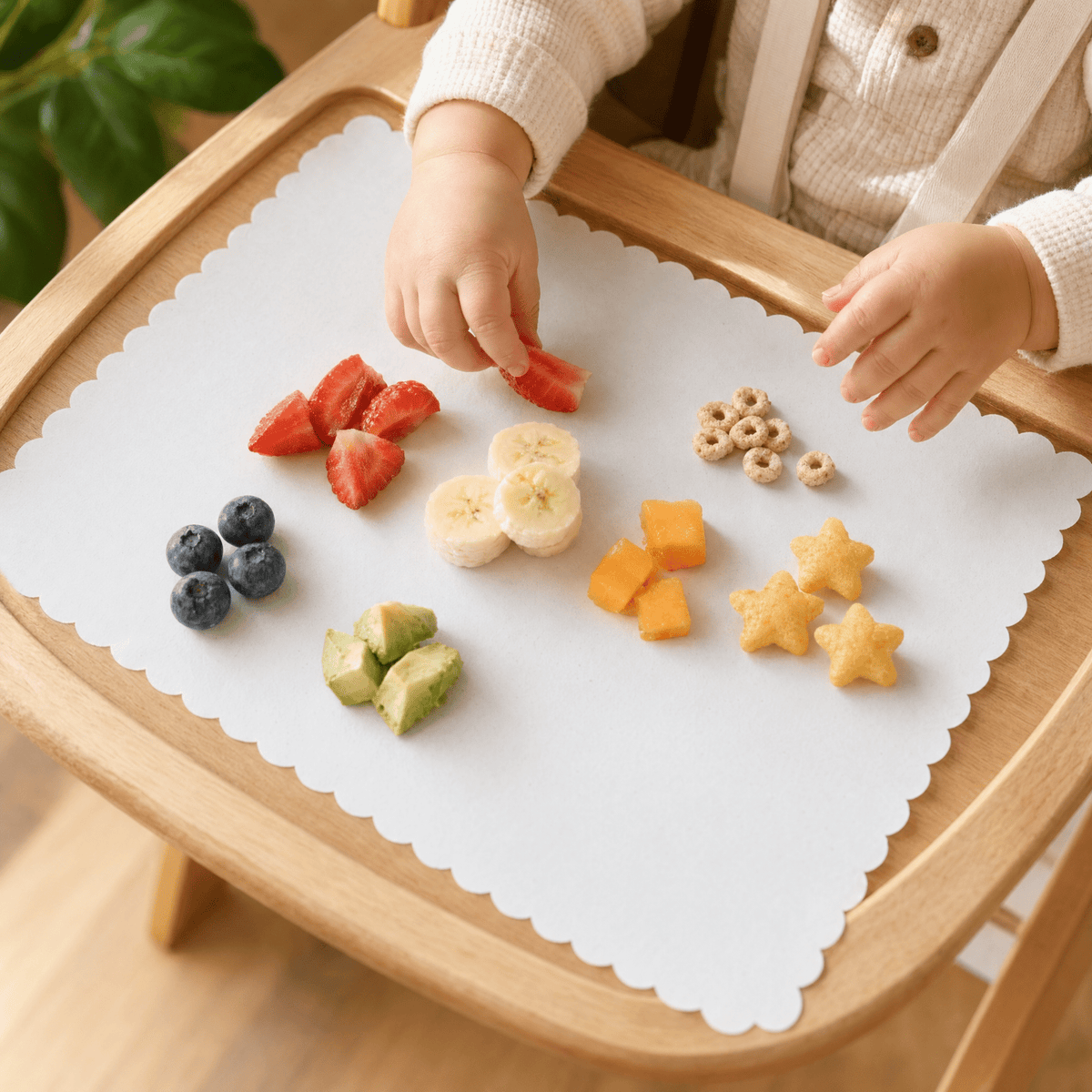 Fit Meal Prep Paper Placemats Disposable 200 Pack – 14"x10" White Paper Placemats Scalloped Edge Place Mats for Kids Restaurants Weddings Birthday Party Supplies