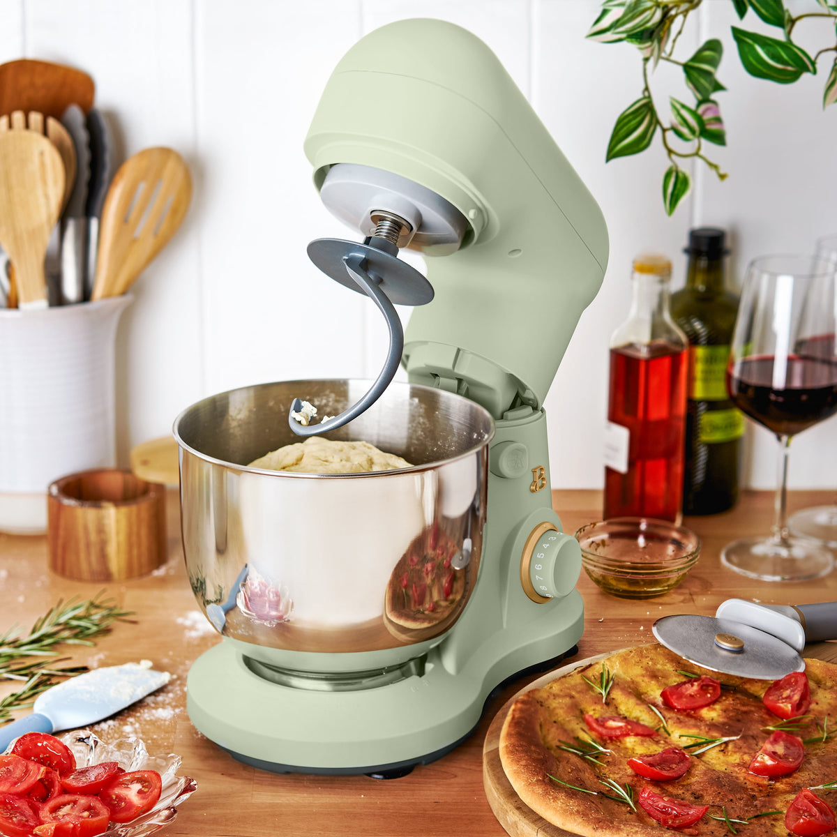 Beautiful 3.5 Qt Stand Mixer with Flat Beater, Dough Hook, Balloon Whisk, Chocolate by Drew Barrymore