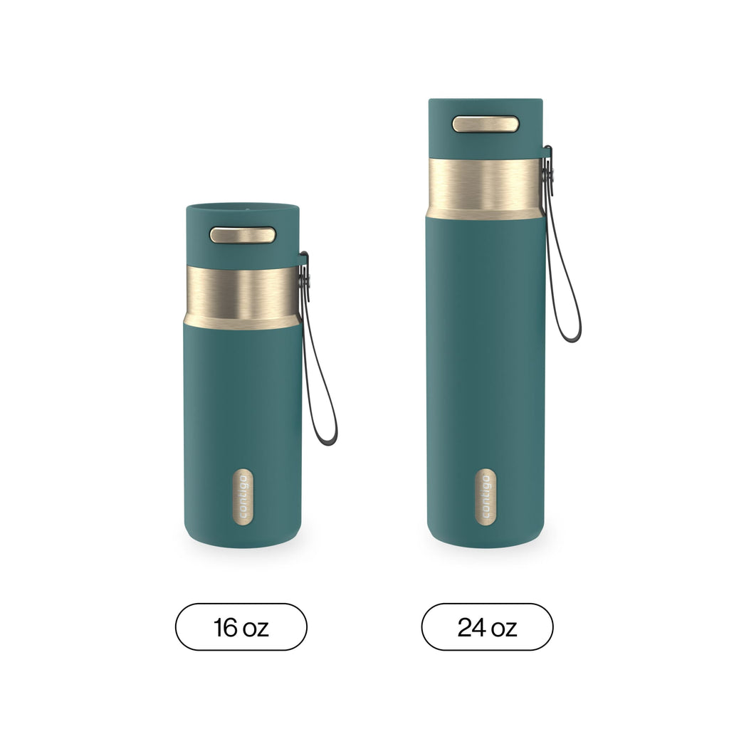 Contigo 16oz AutoSeal Insulated Stainless Steel Water Bottle, Licorice Black/Bronze