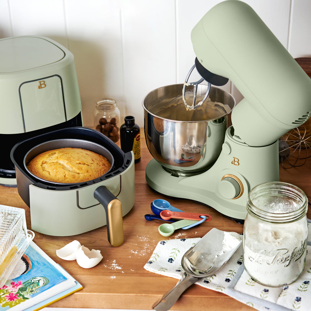 Beautiful 3.5 Qt Stand Mixer with Flat Beater, Dough Hook, Balloon Whisk, Chocolate by Drew Barrymore