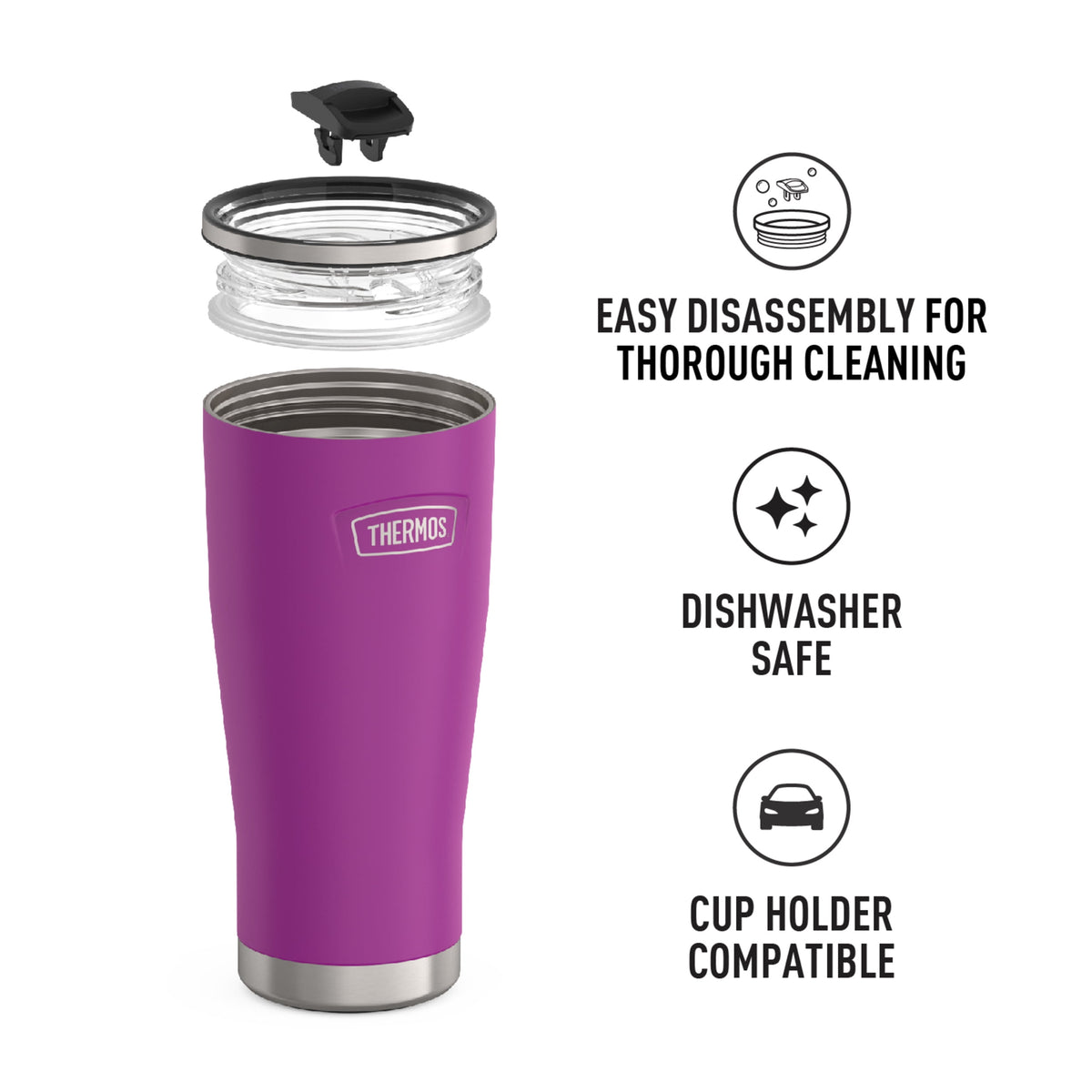 Thermos Stainless Steel Tumbler, w/ Slide Lock Lid, Graphite, 24 oz