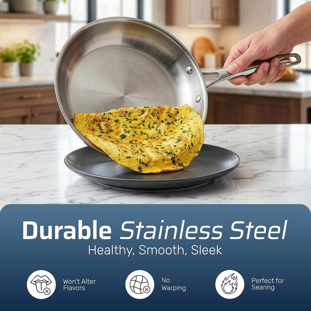 Gotham Steel 10 Pcs Stainless Steel Cookware Set, Pots and Pans Set Non Stick with Induction Cookware, Made Without Forever Chemicals, Metal Utensil Safe, Oven and Dishwasher Safe