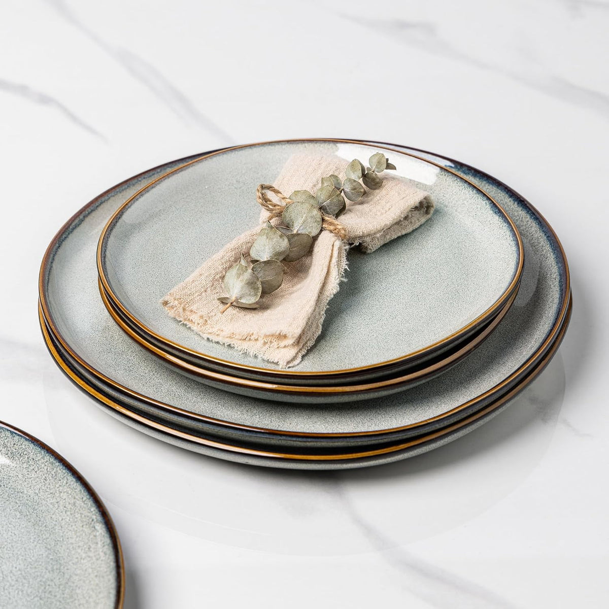 AmorArc Ceramic Dinner Plates Set of 6,10.5 Inch Handmade Reactive Glaze Stoneware Plates,Large Rustic Shape Dinnerware Dish Set for Kitchen, Microwave & Dishwasher Safe,Scratch Resistant-Pearl White