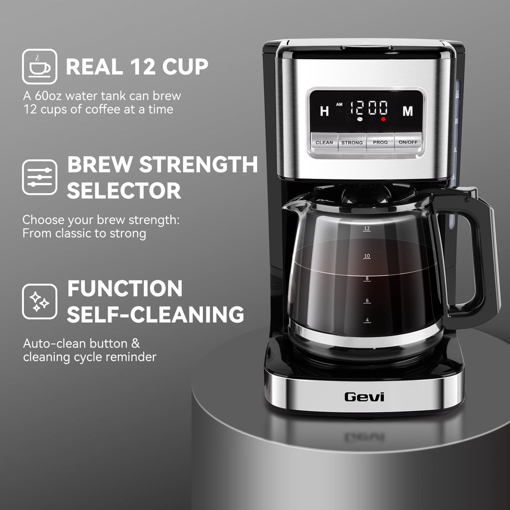Gevi 14-Cup Programmable Drip Coffee Maker, Stainless Steel Smart Coffee Pot with Touch Control & Automatic Clean, Summer Edition