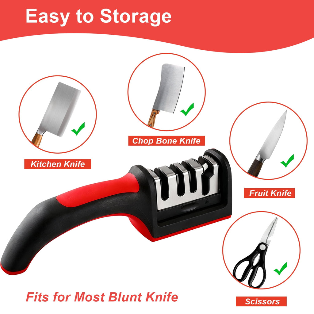 AGCAN 2 Pack Knife Sharpener, 4-Stage Kitchen Knife Sharpeners with Non-slip Base, Knife Sharpening System for Kitchen Knives, Scissors