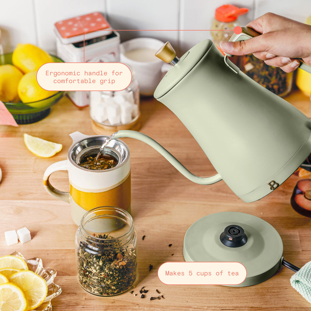 Beautiful 1-Liter Electric Gooseneck Kettle 1200 W, Chocolate by Drew Barrymore