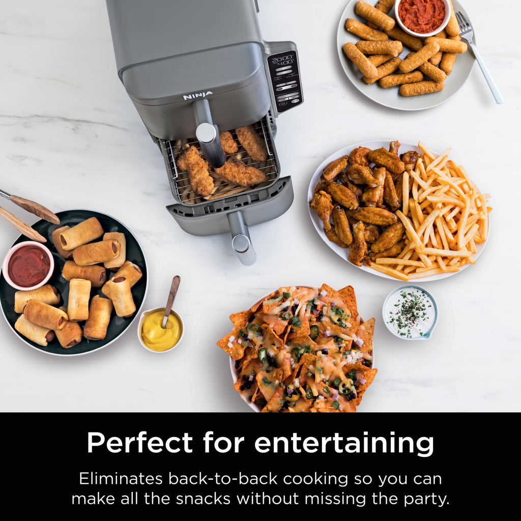 Ninja DoubleStack Air Fryer 8-Qt, 2 Baskets, Cook 4 Foods at Once, Space Saving, 4-in-1, SL200 Black