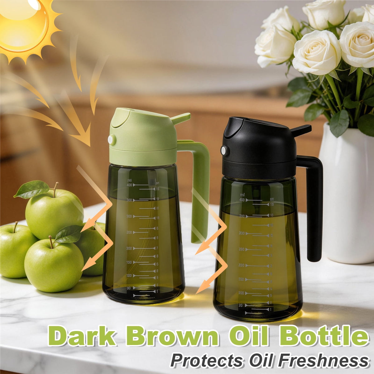 AGCAN Oil Sprayer for Cooking, 2 Pack Glass Olive Oil Sprayer Mister 220ml/7.4oz Glass Oil Dispenser for Air Fryer, BBQ, Baking, Salad