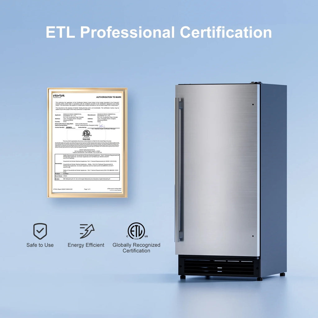 OUTBID 15" Under Counter Ice Maker Drainless, 25 lbs/24H Crescent Ice Machine with 22 lbs Storagefor Home Bar Kitchen Commercial, ETL
