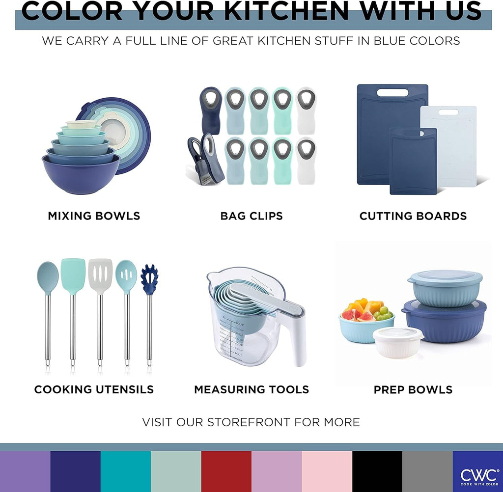 COOK WITH COLOR Kitchen Utensils Set, 10-Piece Cooking Utensils with Holder, Teal