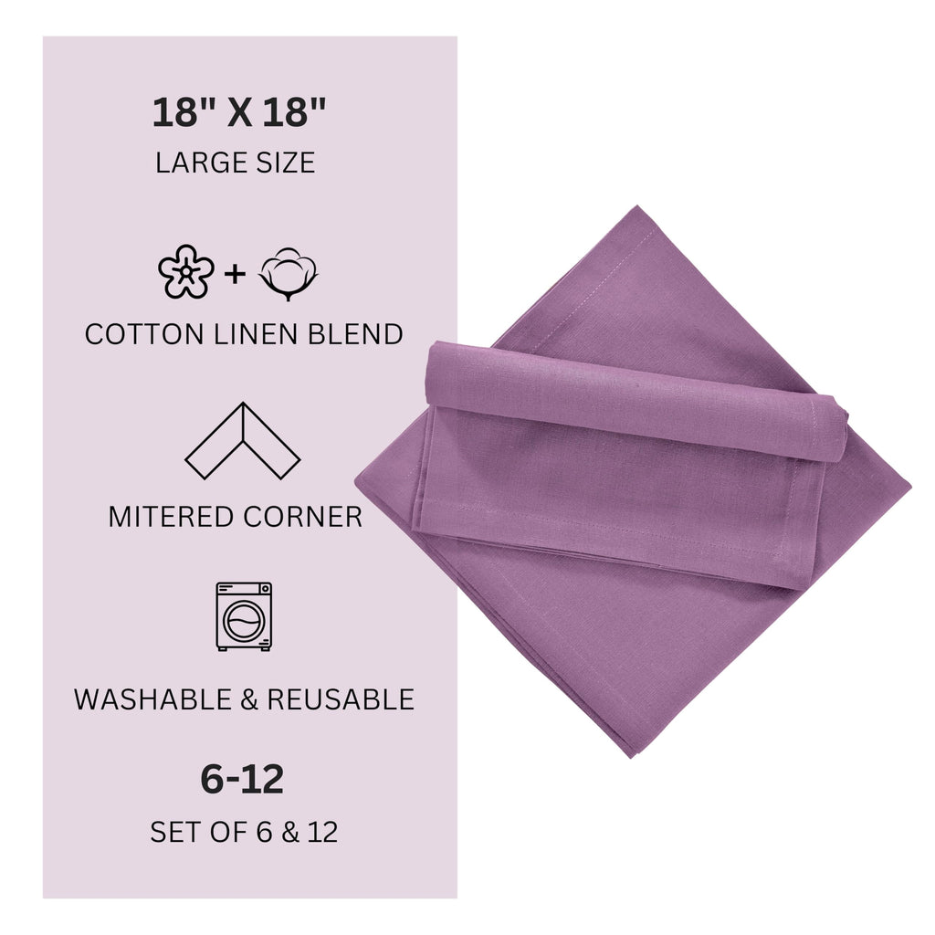 Fingercraft Cloth Napkin, Solid Color Cotton Linen Blend Table Napkins, Soft and Absorbent Fabric, Set of 12, Blush Pink