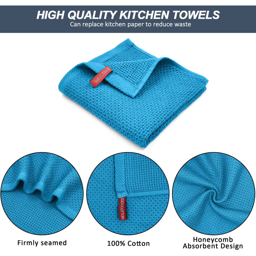 Homieway 6 Pack 100% Cotton Dish Towels, Waffle Weave Dish Cloths for Washing Dishes, Quick Drying Kitchen Dish Towels Rags, 12x12 Inches, Mixed Color