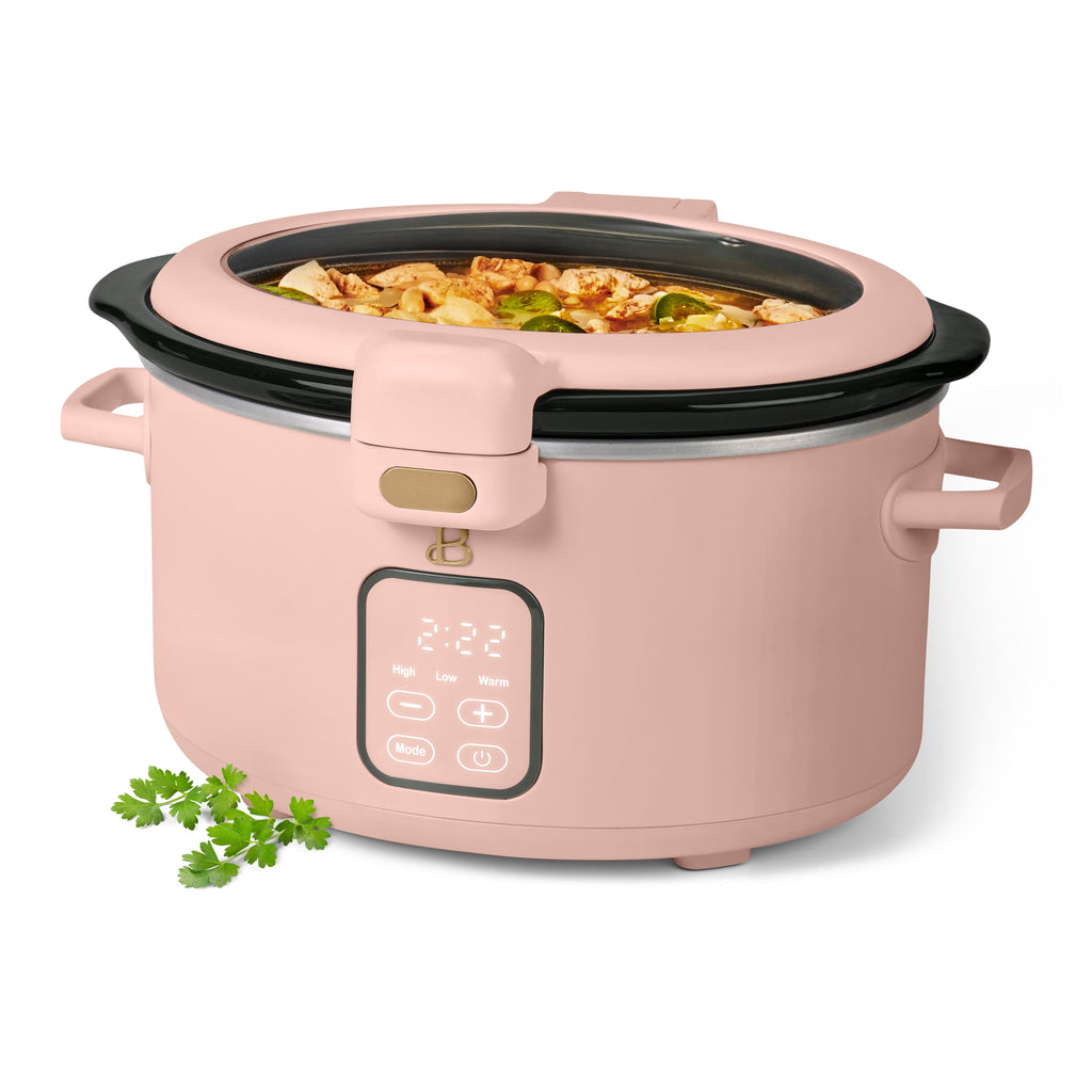 Beautiful 4 Qt Digital Slow Cooker with Hinged Locking Lid, Thyme Green by Drew Barrymore
