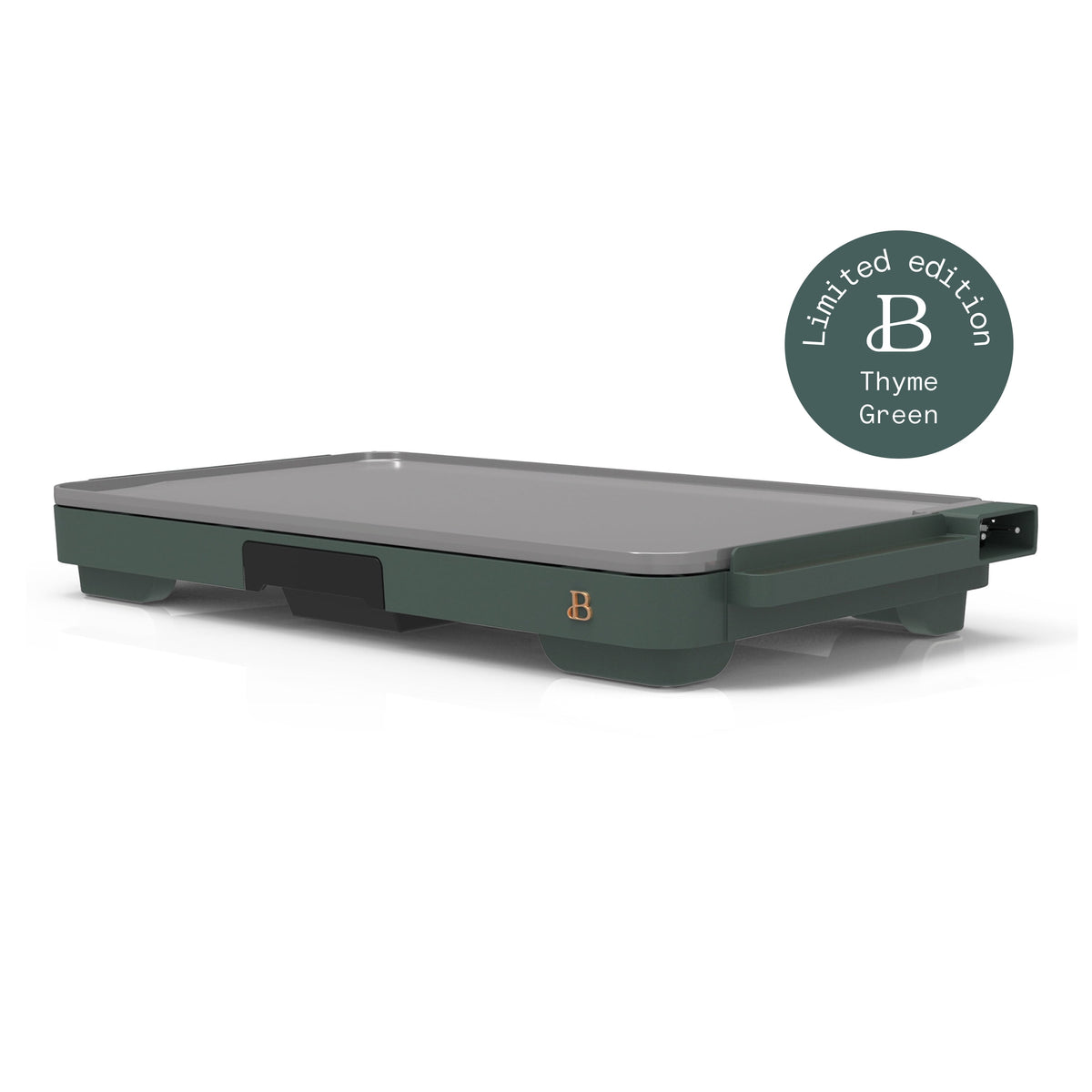 Beautiful XL Electric Griddle 12" x 22" with EverGood Ceramic Nonstick Coating, Thyme Green by Drew Barrymore