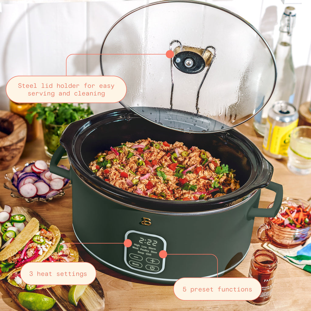 Beautiful 6 Qt Programmable Slow Cooker, Thyme Green by Drew Barrymore