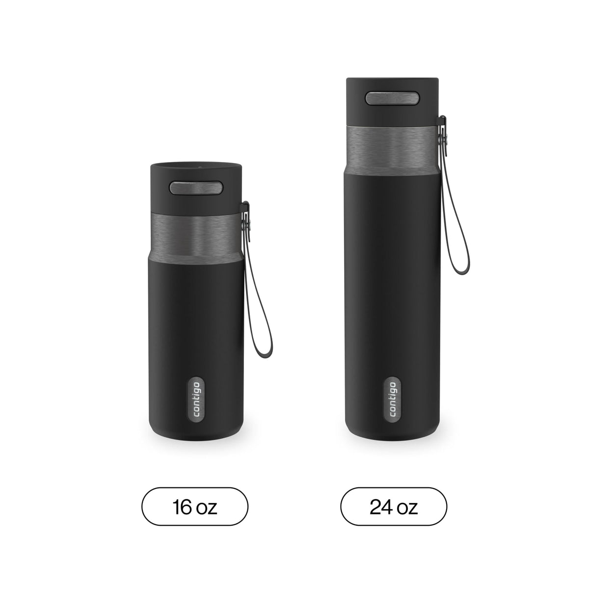 Contigo 16oz AutoSeal Insulated Stainless Steel Water Bottle, Licorice Black/Bronze