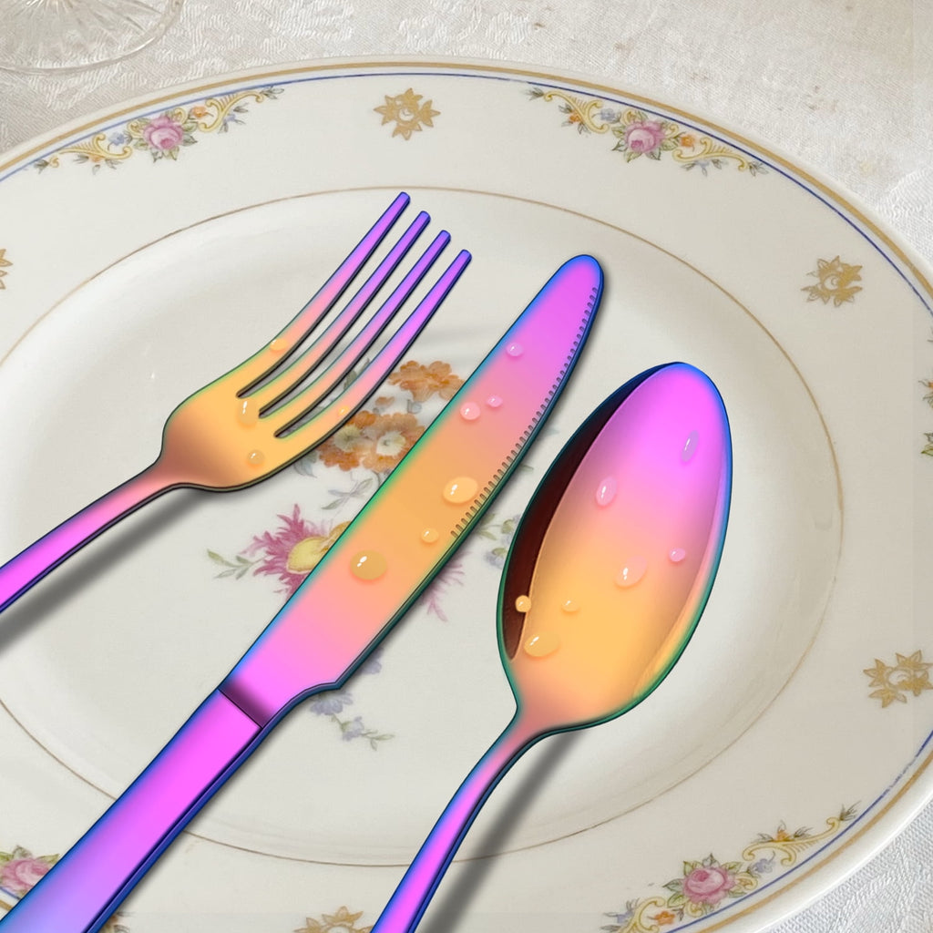 20 Piece Silverware Set, ENLOY Stainless Steel Solid Flatware Cutlery for 4, Modern & Elegant Design, High Quality Gift