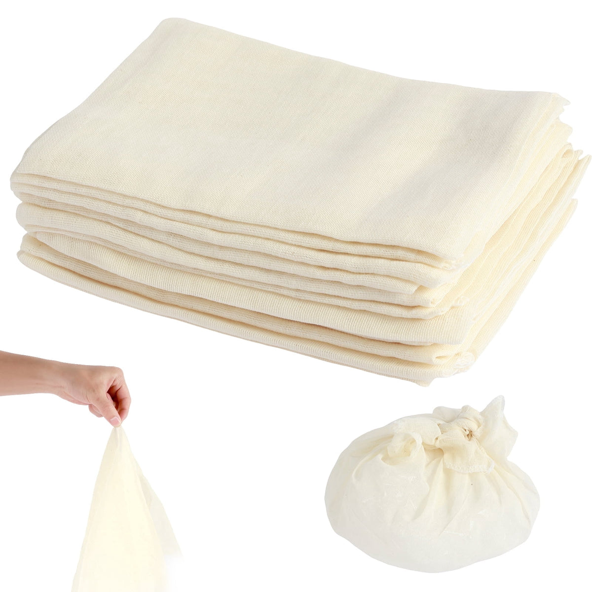 Jetcloudlive 24Pcs Cheese Cloths Natural Unbleached Cotton Cheesecloth 20 Inch Square Cheese Cloths Reusable Organic for Coffee Brewing Juicing Straining Cheese Making