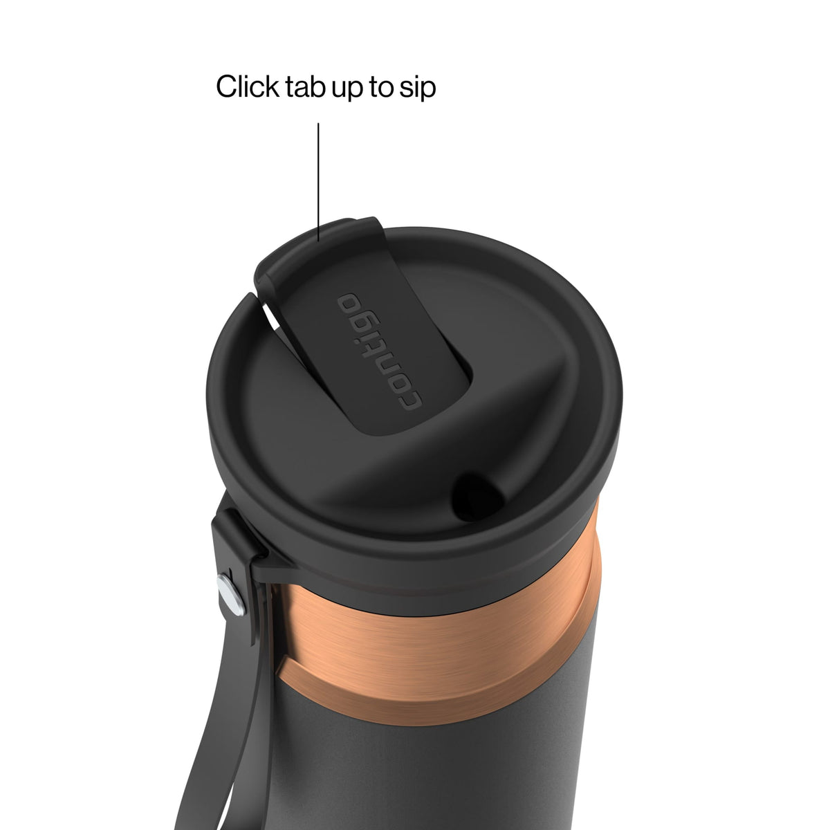 Contigo 24oz SnapSeal Insulated Stainless Steel Water Bottle with Straw, Licorice Black/Bronze
