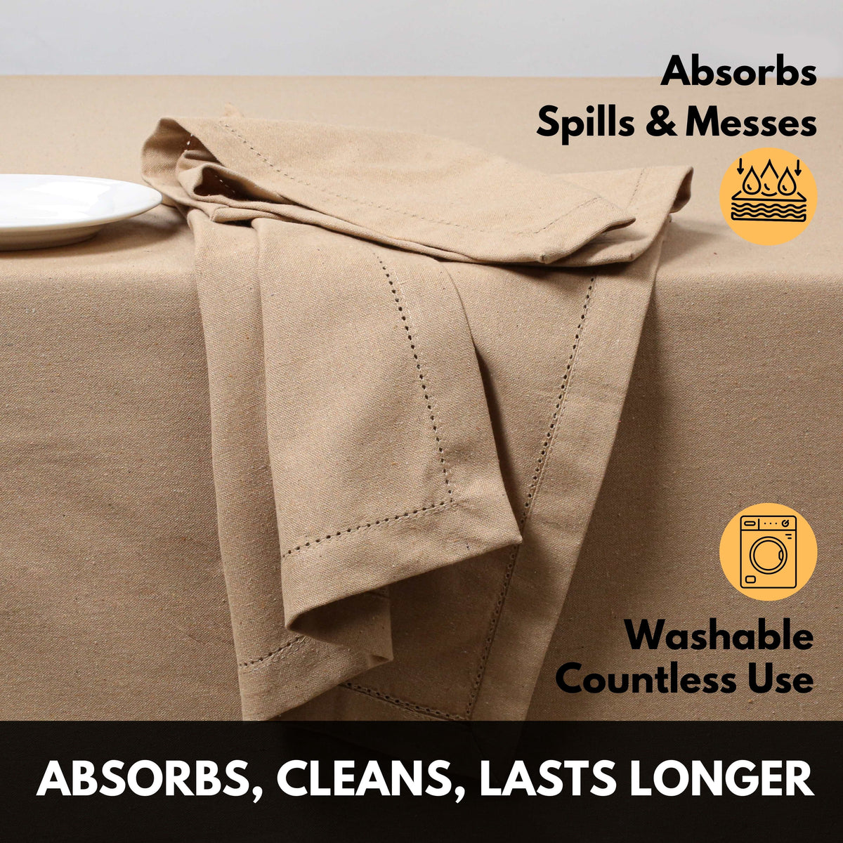 Softopia Cotton Hemstitch Table Fabric Cloth Napkins 18"x18", Set of 12, Lemon Yellow