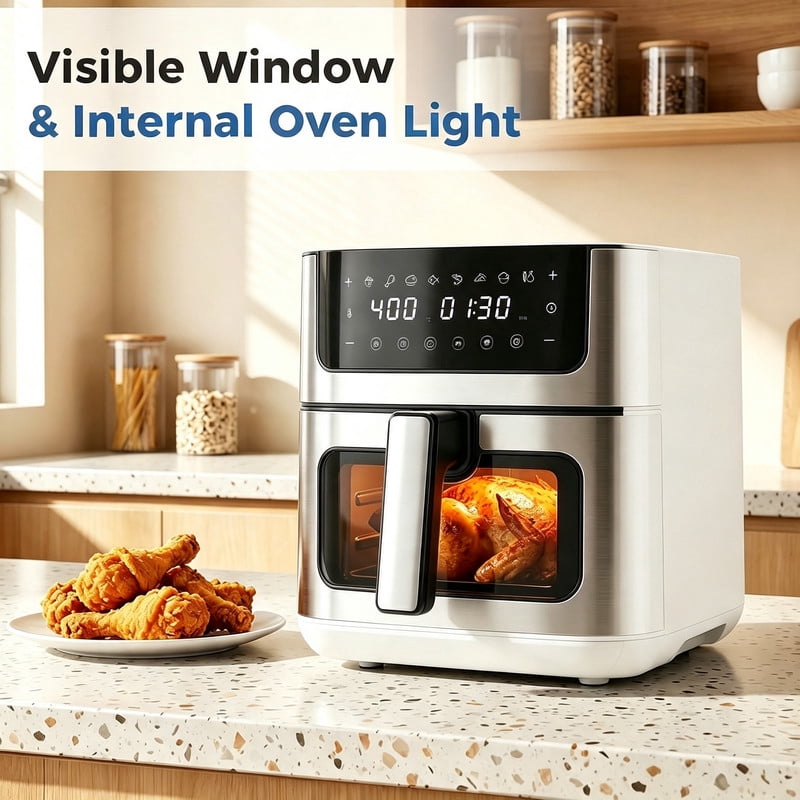 Air Fryer, 6-Quart Smart Air Fryer, 12-in-1 Functions - Air Fry, Roast, Reheat, Dehydrate, Bake, Steam, and More, 400Â°F Max Temperature, Grey