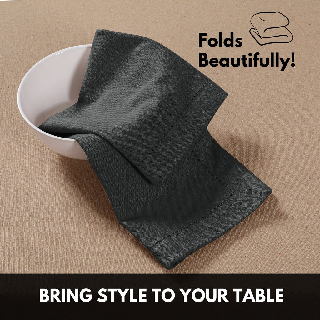 Softopia Cotton Hemstitch Table Fabric Cloth Napkins 18"x18", Set of 12, Lemon Yellow