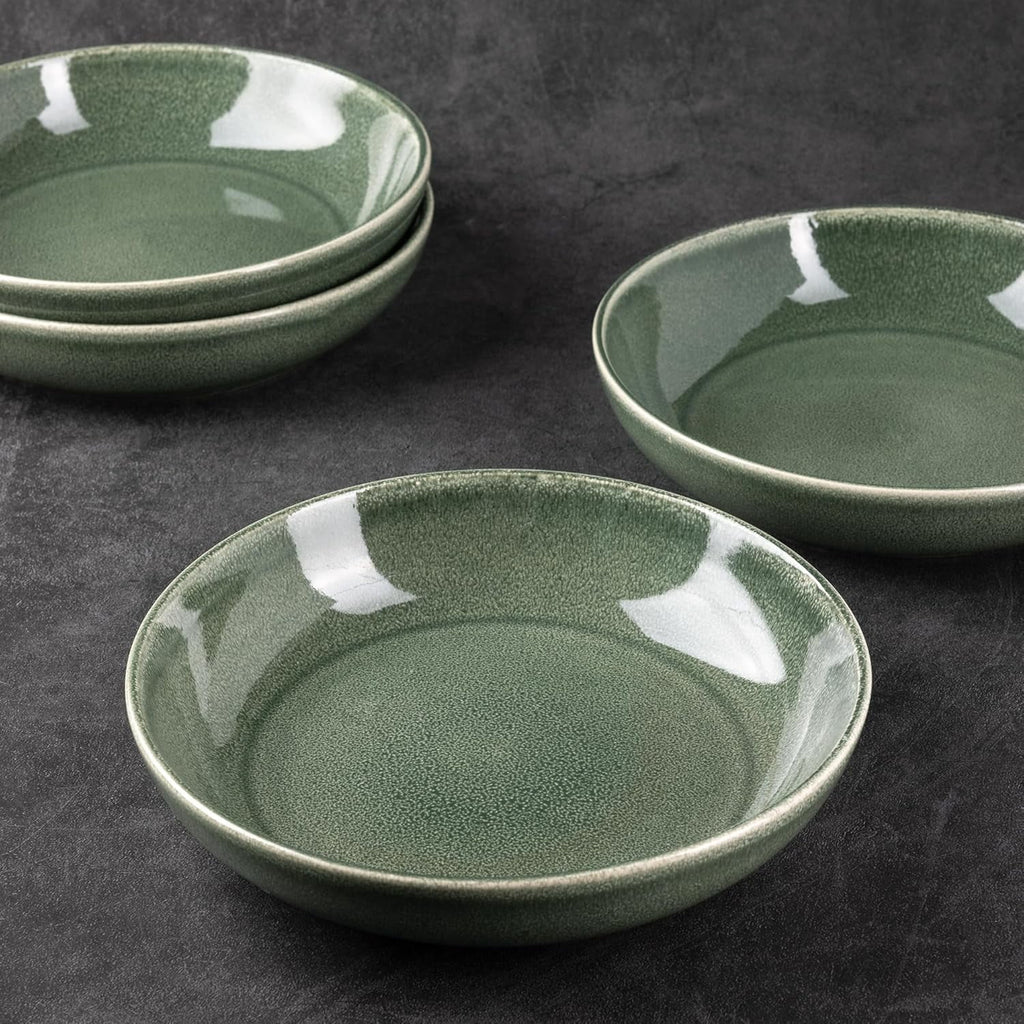 AmorArc 8.5'' Large Ceramic Pasta Bowls Set, 36oz Stoneware Bowls Set of 6 for Kitchen, Reavtive Glaze Bowls-Microwave,Dishwasher Safe for Pasta,Salad,Oatmeal-Ceylon Blue