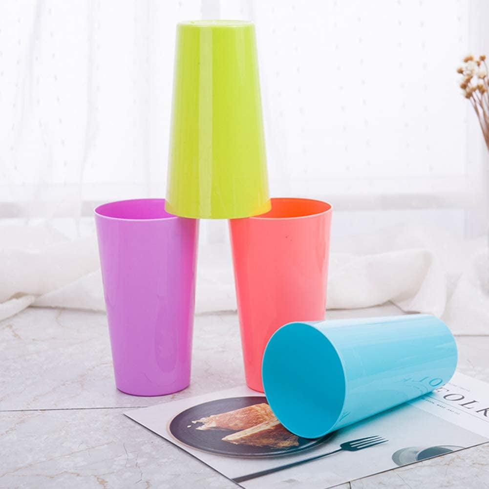 17.5-Ounce Plastic Tumblers (Set of 12), Plastic Drinking Glasses, Mixed-Color, BPA-Free, Shatter-Proof, Dishwasher-Safe