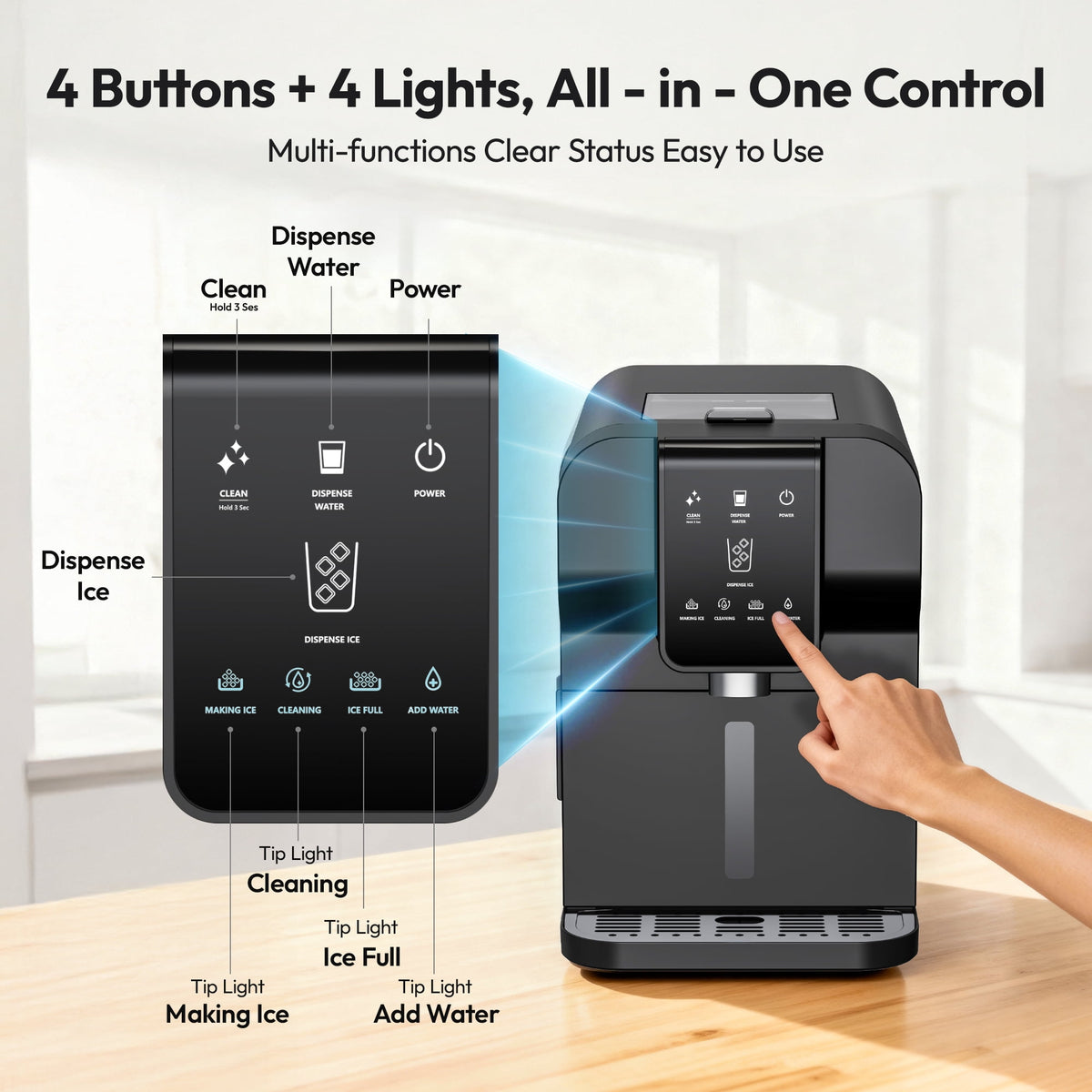 SIMZLIFE 2-in-1 Nugget Ice Maker and Water Dispenser, 30 Lbs/24H, Soft Chewable Ice, Self-Cleaning Countertop Ice Machine
