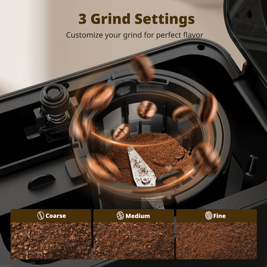 AIRMSEN 2 in 1 Coffee Maker with Grinder, 5-Cup Grind and Brew Coffee Pot, Programmable Coffee Machine, 3 Grind Settings, Up to 4-Hour Keep Warm & 24-Hour Delay Brew