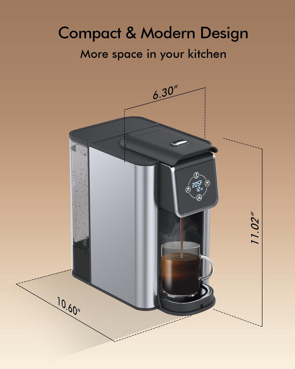 SIFENE 3-in-1 Single Serve Coffee Maker, Compatible with K Cup Capsules & Grounds, Tea Maker, 6-10 Oz Brew Sizes, 50 Oz Removable Reservoir, Fast Brew, Compact Design, 120V 1150W, Black
