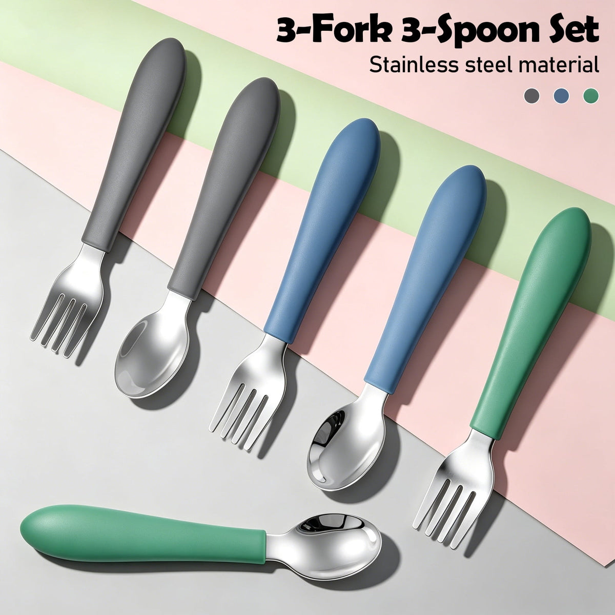 Jetcloudlive 10 Pieces Kids Silverware Set, Stainless Steel Toddler Utensils, Rainbow Kids Cutlery Set, Kids Forks and Spoons Includes 5 Forks, 5 Spoons