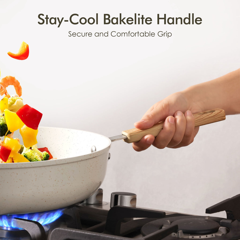 SENSARTE Nonstick Ceramic Frying Pan Skillet, Induction Omelette Pan Egg Pan, Healthy Cookware Chef's Pan with Heat-Resistant Handle, Dishwasher Safe, Gray, 8"