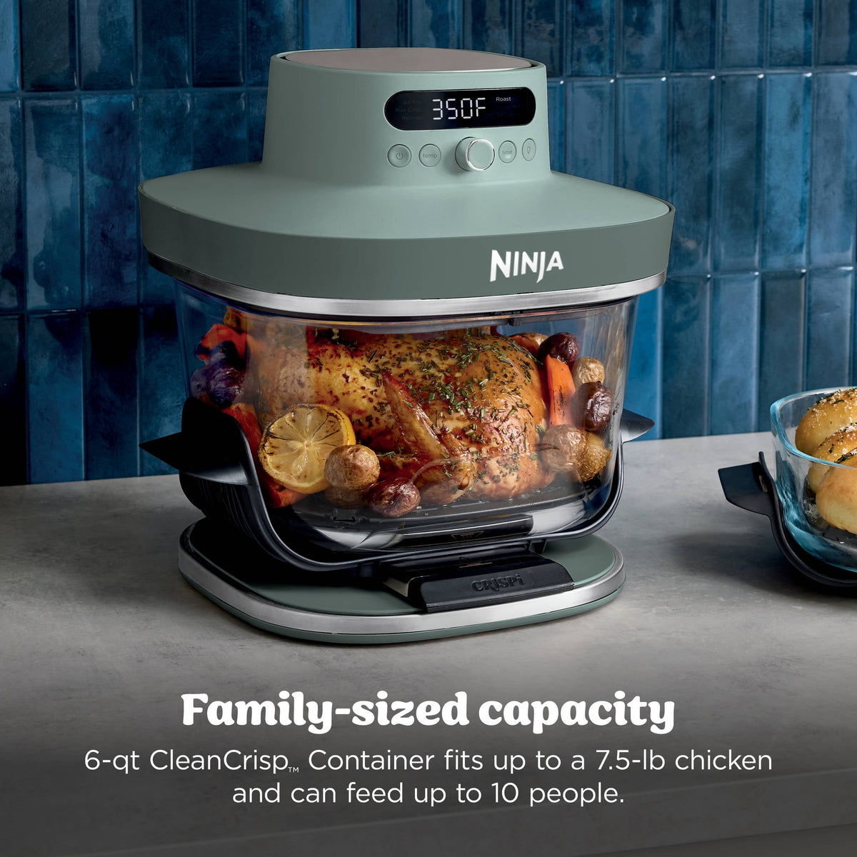 Ninja Crispi Pro Glass Air Fryer 6-Qt & 2.5-Qt, 6-in-1, Air Fry, Bake, Dehydrate, Dishwasher Safe, AS101LG Dove