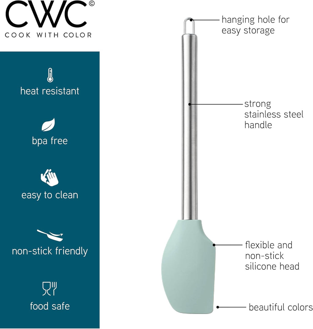 COOK WITH COLOR Kitchen Utensils Set, 10-Piece Cooking Utensils with Holder, Teal