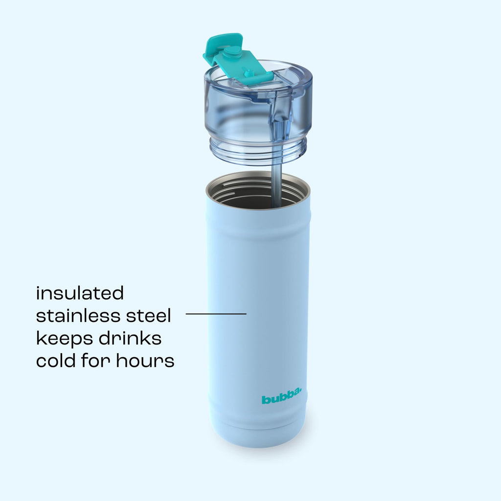 Bubba 32oz DualSip Insulated Stainless Steel Water Bottle with Straw & Sip Lid, Moodbooster Purple/Blue