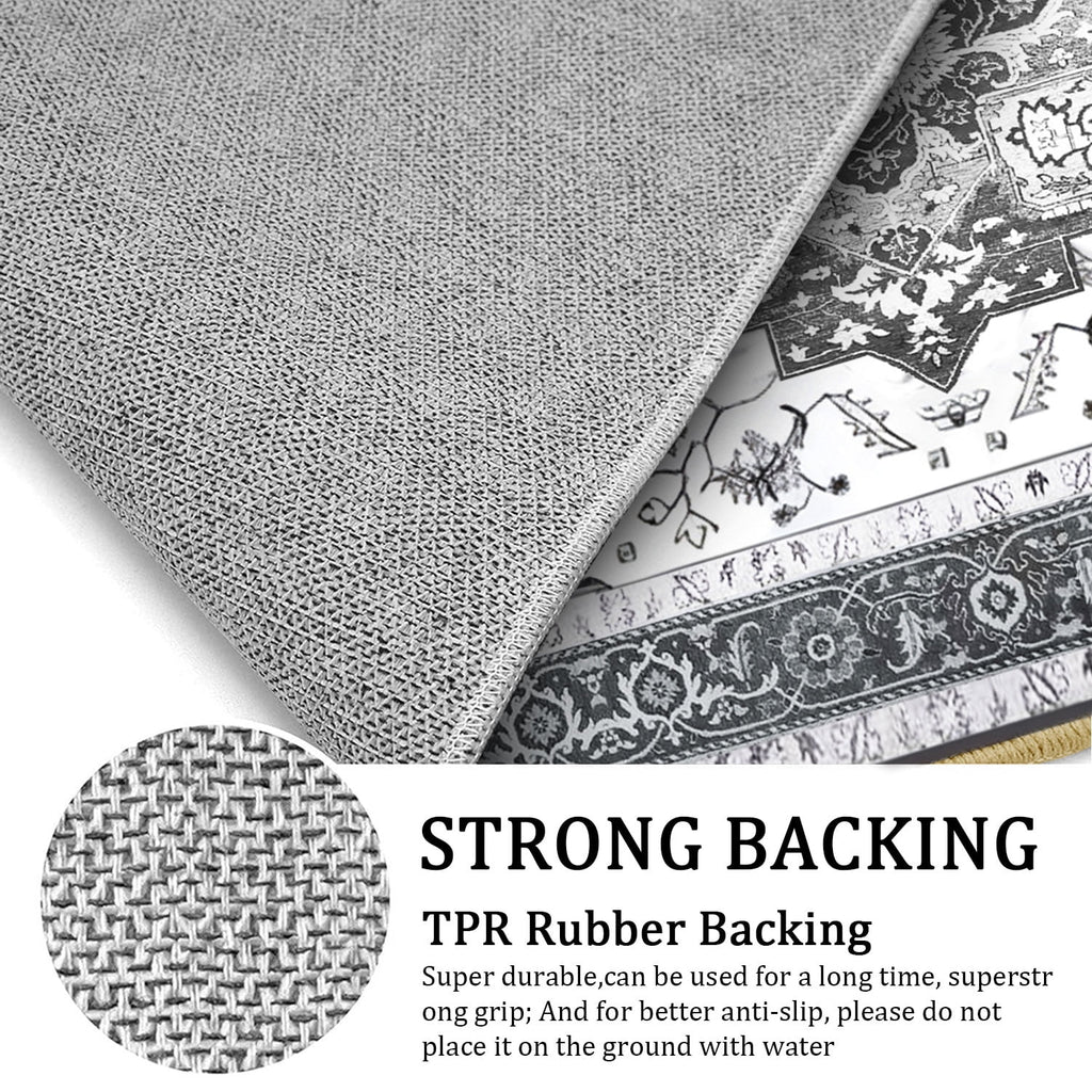 TECHVIDA Kitchen Rug Set 3 Piece,Non Slip Machine Washable Kitchen Mats, Farmhouse Hallway Doormat for Home Floor and Living Room,Gray