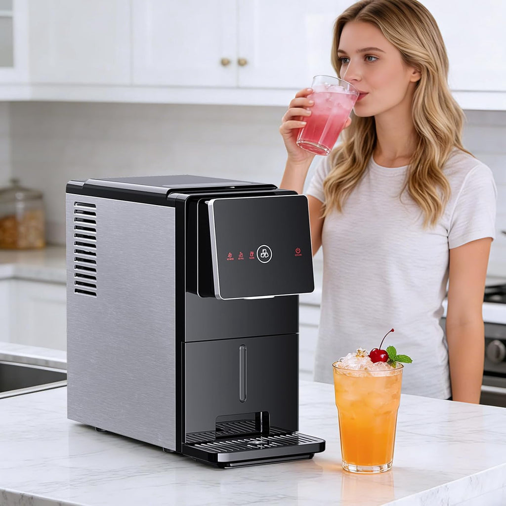 Havato Countertop Nugget Ice Maker, 33LBS/24H, Soft Chewable Ice Machine with 1.8L Removable Water Tank, One-Touch Automatic Ice Dispensing, Self-Cleaning, Black