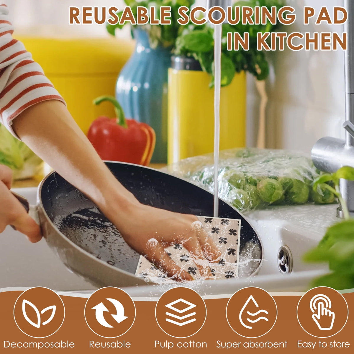 10 Pcs Swedish Dishcloths Reusable Kitchen Dish Towels Absorbent Dishcloths Washable Cellulose Sponge Cloths Quick Drying Cleaning Cloths Soft Kitchen Dish Cloth, 7.7 x 6.7in