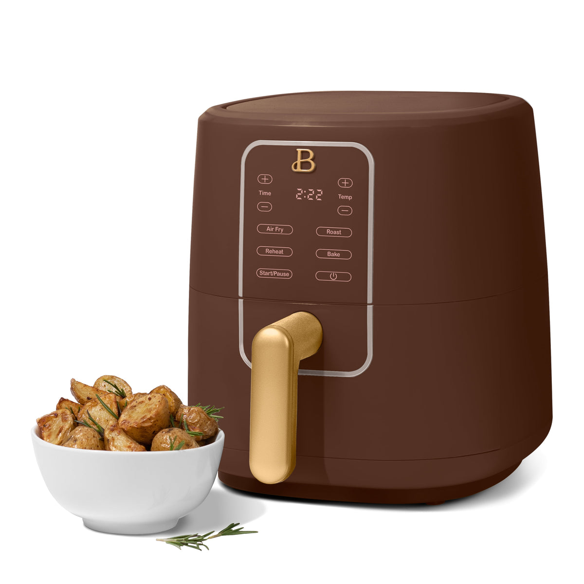 Beautiful 3 Qt Air Fryer with TurboCrisp Technology, EverGood Non-Toxic Ceramic Nonstick Coating, Chocolate by Drew Barrymore