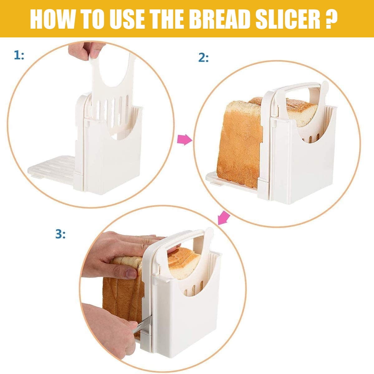Xiyztok Bread Slicer Foldable Toast Slicer Tool Adjustable Toast Loaf Slicing Machine Plastic Bread Cutting Guide Tools for Homemade Bread Kitchen Baking Tool