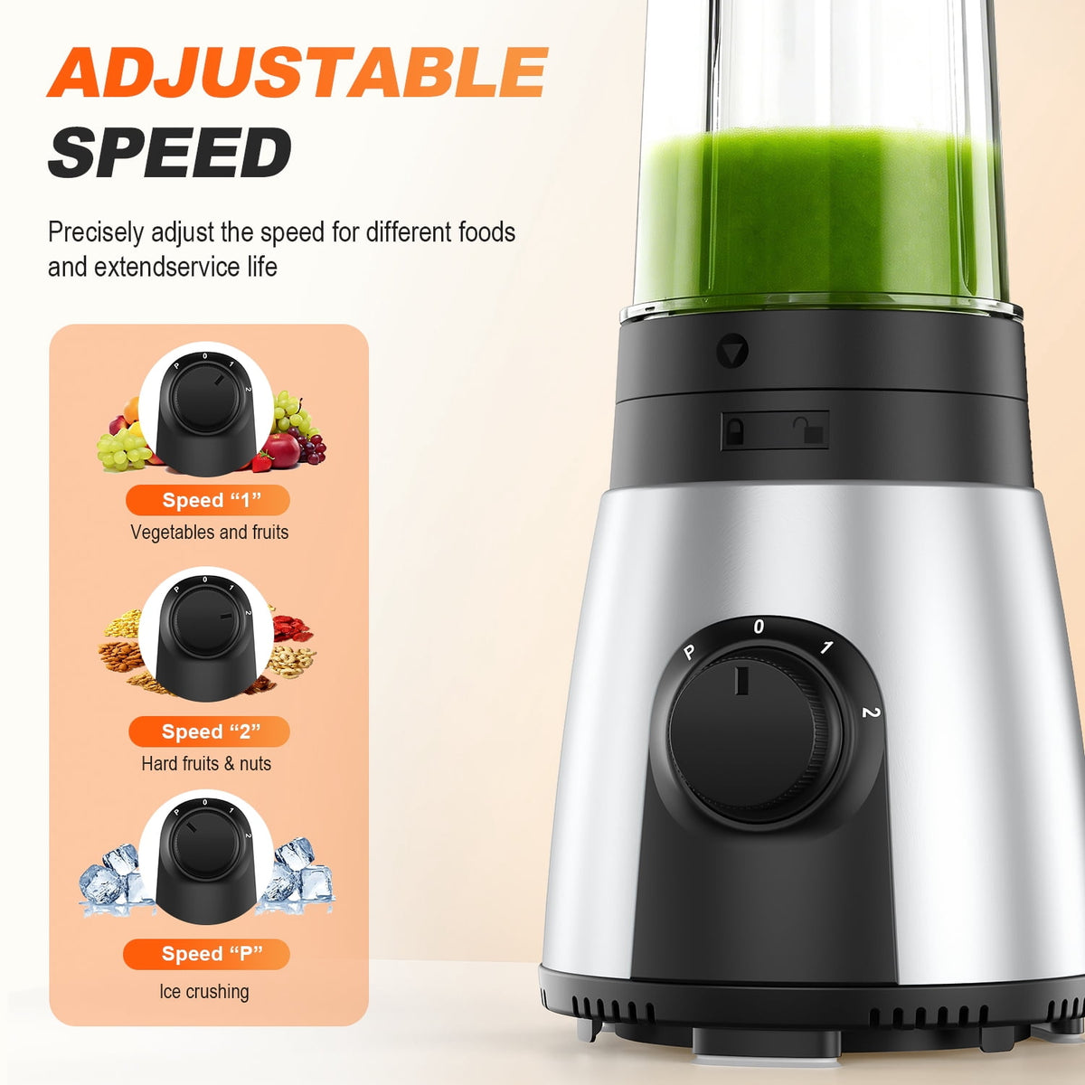 TINANA Single Serve Blender with 20oz & 10oz Cups, Portable Smoothie Maker with Grinder Cup, Personal Drink Mixer Blender, Dishwasher-Safe Cups