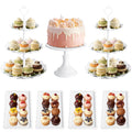 TINANA 7-Piece Dessert Stand Set, 3-Tier Cupcake Stands, Plastic Cake Stand and Serving Trays for Wedding Party Baby Shower