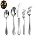 30 Pcs Silverware Set for 6, Kosbon Stainless Steel Flatware Tableware Set, Include Forks Spoons and Knives Set, Mirror Polished Cutlery Utensil Set for Home Restaurant, Dishwasher Safe