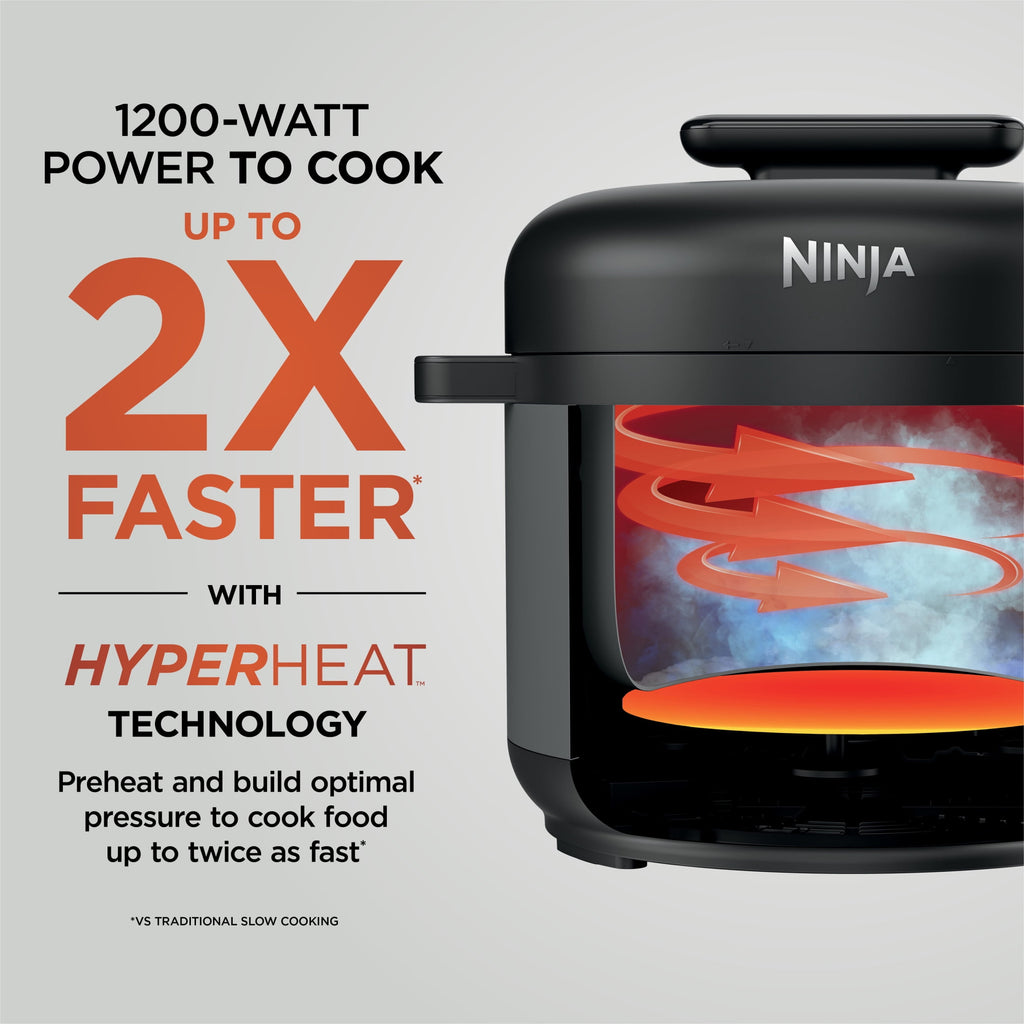 Ninja HyperHeat 8-in-1 Electric Pressure Cooker with SimpliServe Pot — 6.5 Qt, Cooks Up to 2X Faster, 1200W, Feeds 8–10, Sage Leaf