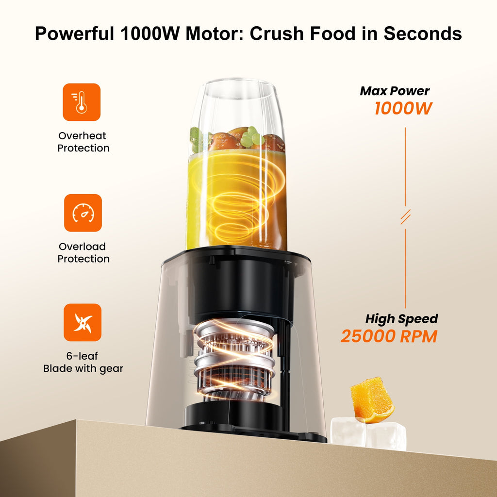 Smoothie Blender for Shakes and Smoothies, Blenders for Kitchen, Protein Drinks, Personal Blender with 2 * 22Oz Smoothie Cups with Lids