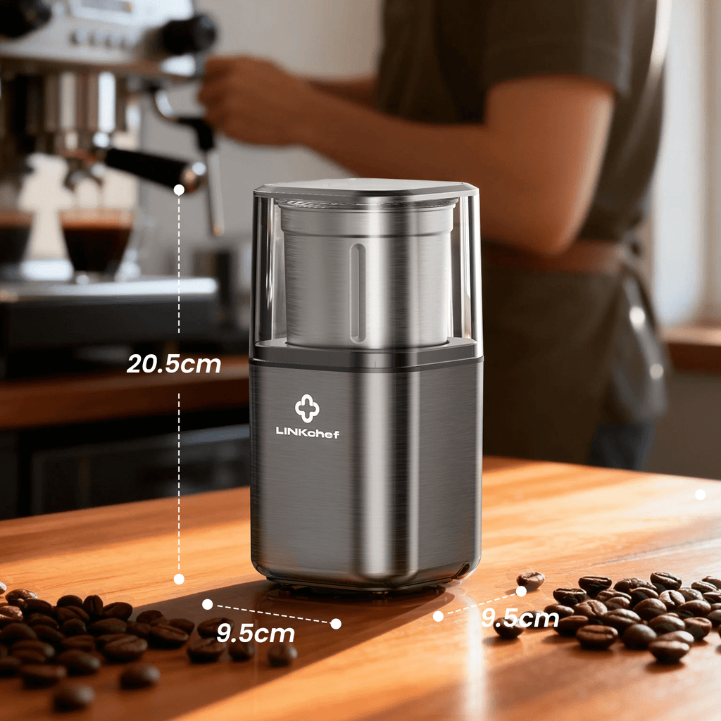 LINKChef Coffee Grinder, Coffee Bean Grinder, Spice Grinder with Stainless Steel Four Blades Perfect for Coffee Beans, Spice, Tea (Black)